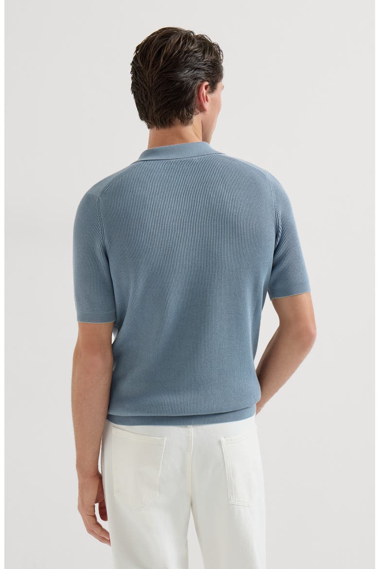 Cotton English rib knit polo, Alternate, color, Sky Blue