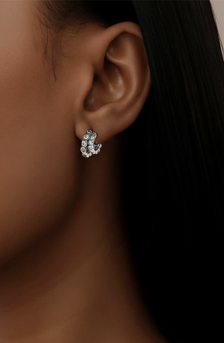 YOJ Averto Mini Crystal Double Hoop Earrings in Silver, Alternate, color, Silver