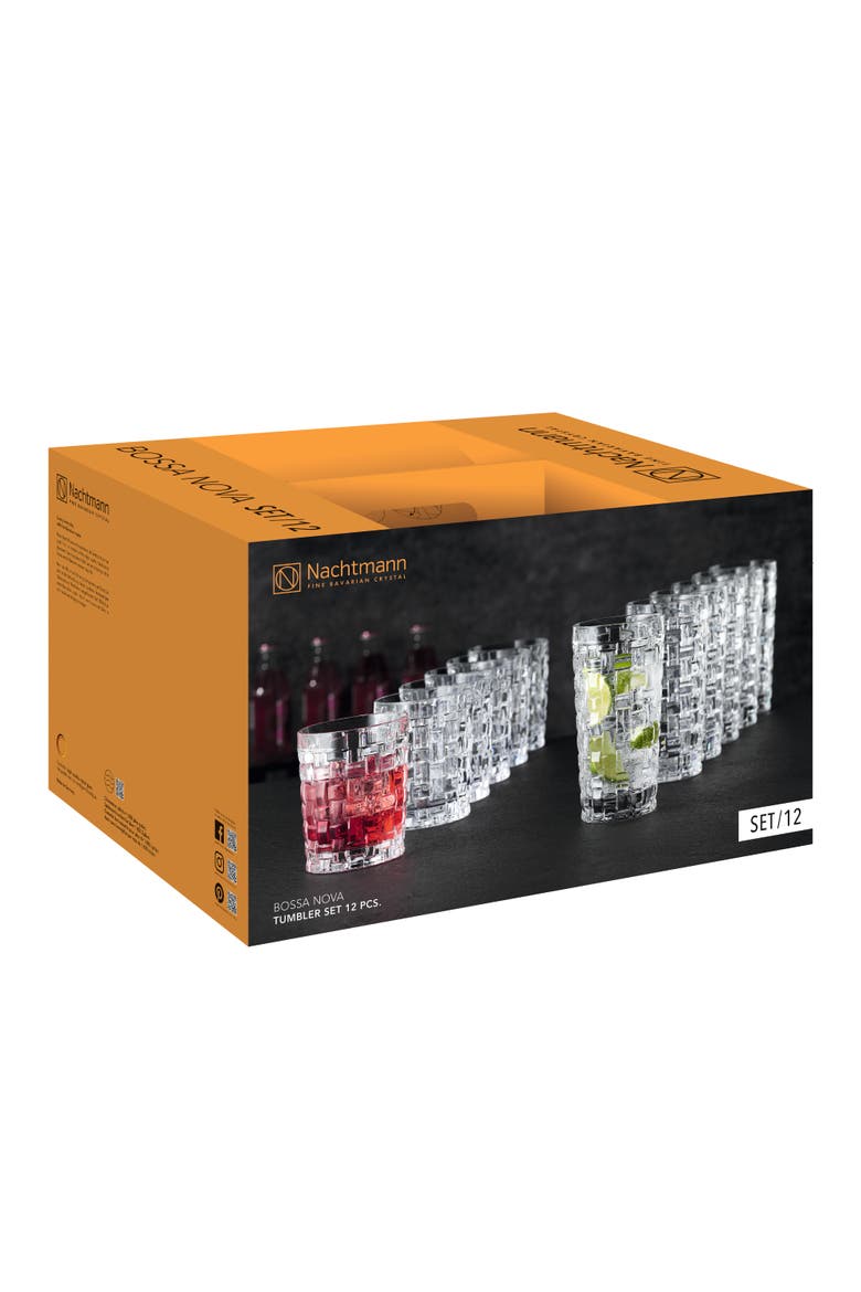 Bossa Nova 12 Piece Drinkware Set, Tumblers and Highball Glasses, Alternate, color, Clear