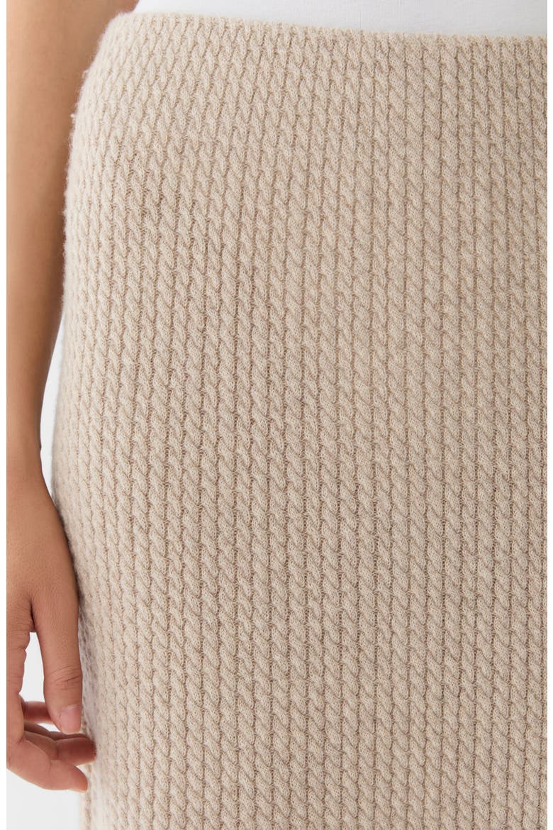 Cabled Cashmere Knit Midi Skirt, Alternate, color, TAUPEMELANGE