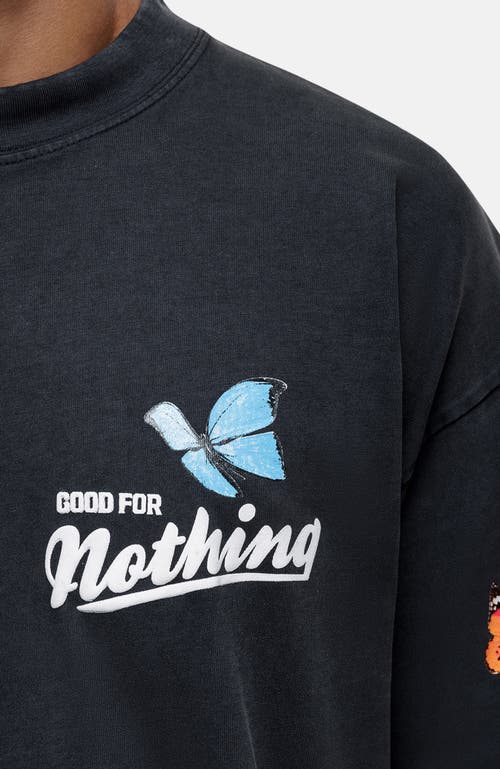 Good For Nothing Flight Butterfly Print Relaxed Tee In Blue