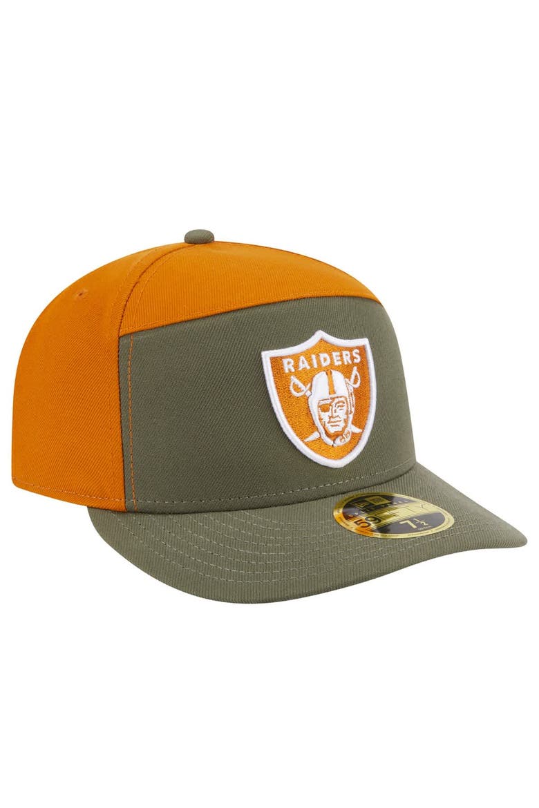 Men's New Era Olive/Brown Las Vegas Raiders Two-Tone Color Pack Split Panel 59FIFTY Fitted Hat, Alternate, color, Olive