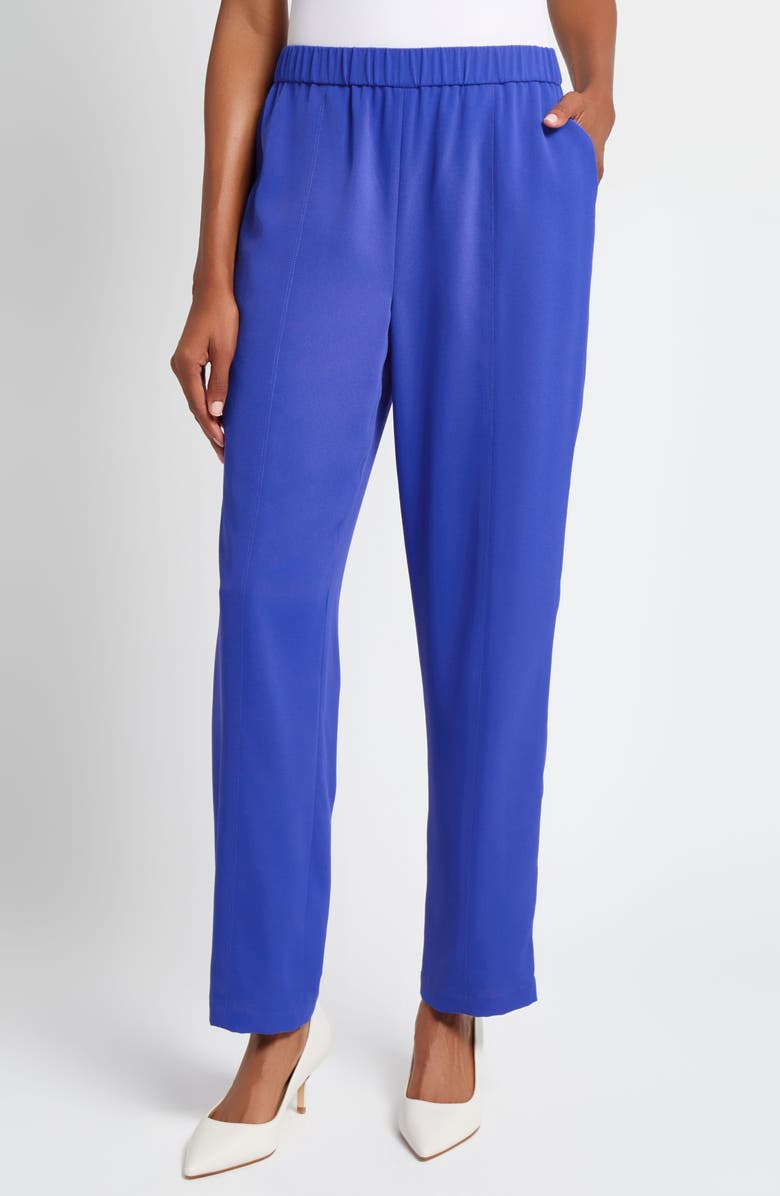 Ming Wang Crêpe de Chine Pants, Main, color, Sapphire Sea