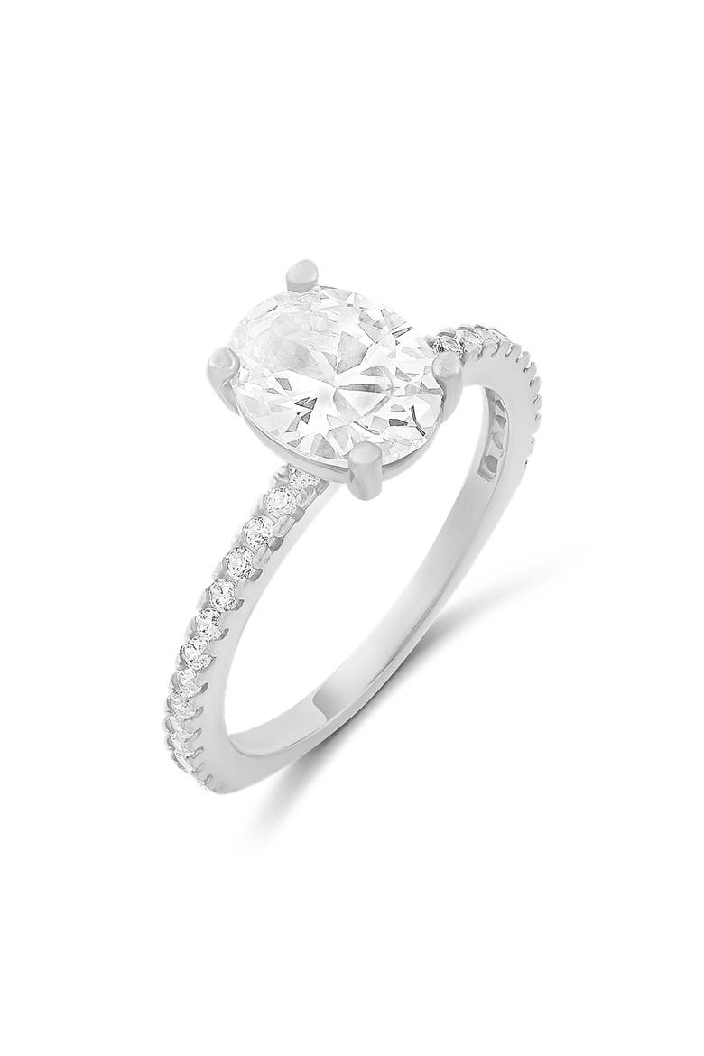 Oval Cut Cubic Zirconia Cocktail Ring, Main, color, SILVER