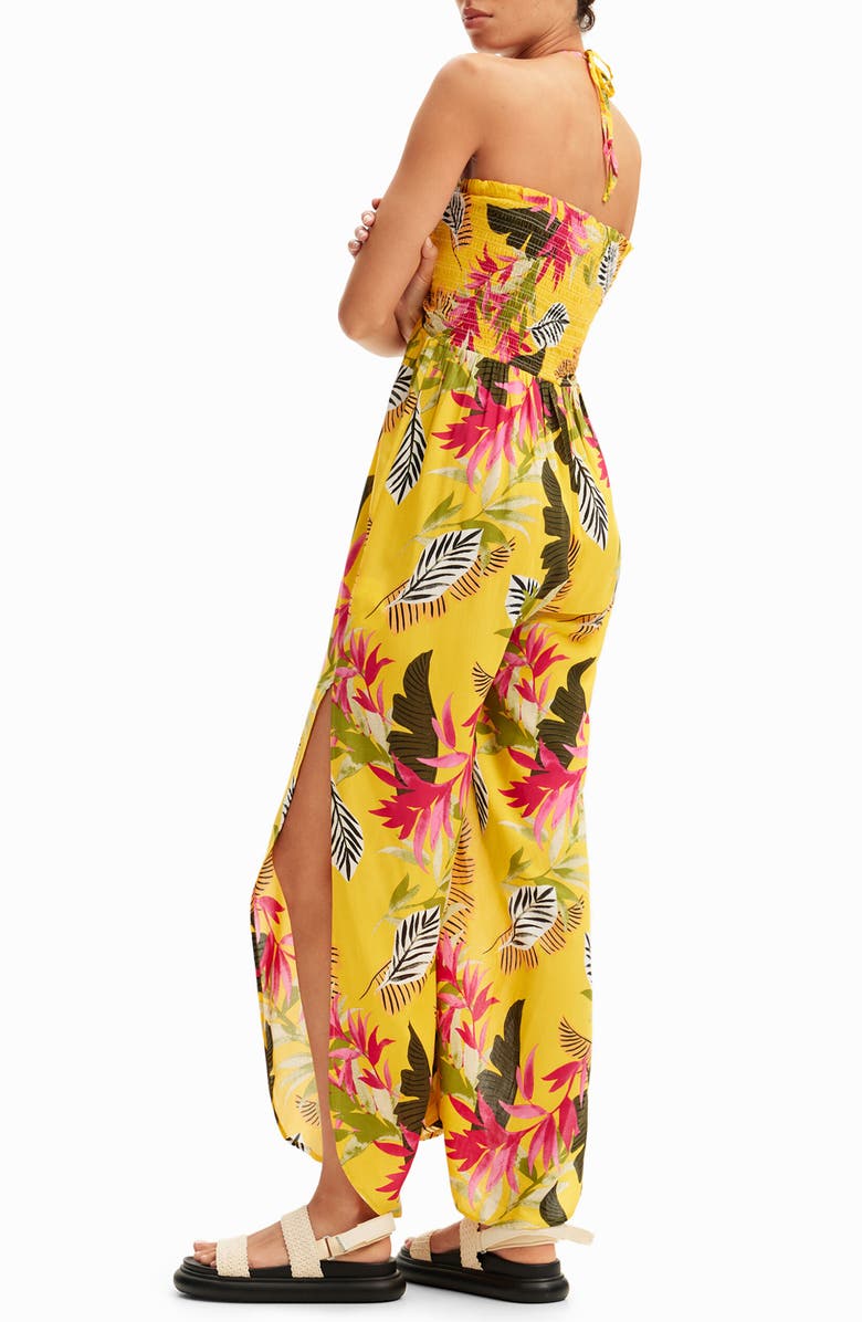 Desigual Tropical Halter Neck Jumpsuit, Alternate, color, 