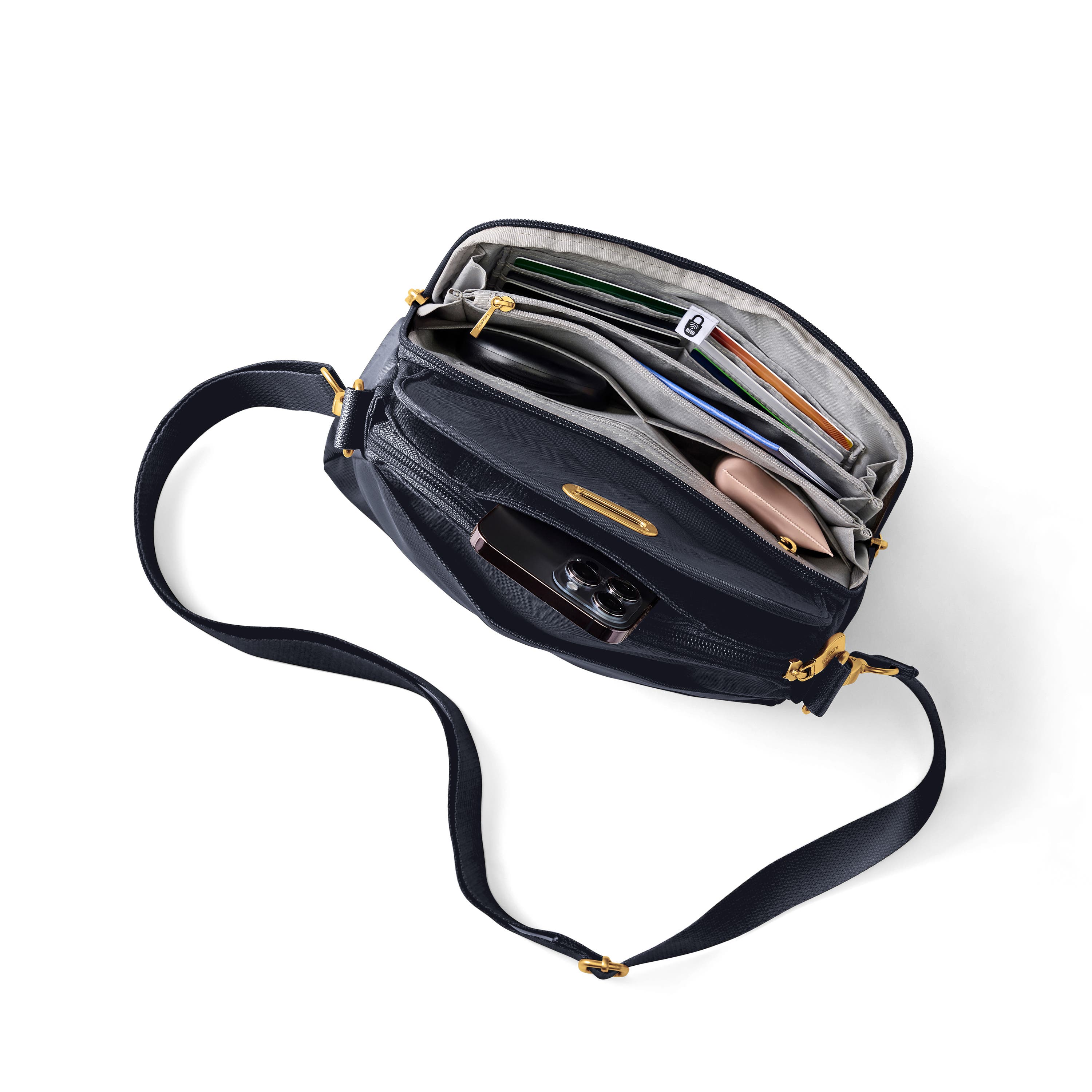 Coastal Flip Lock Crossbody Bag, Alternate, color, French Navy W/ Gold Hardware