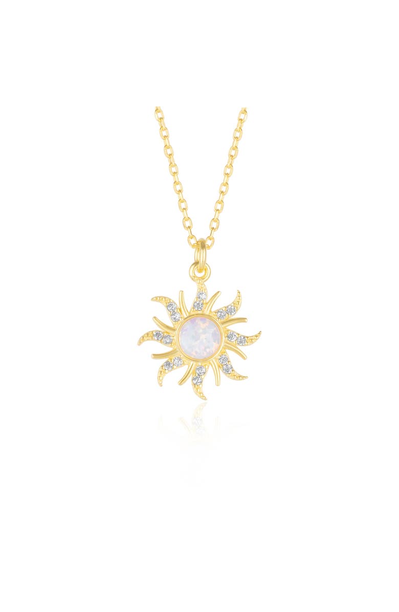 Spero London White Opal Sun 
Sunburst Necklace in Sterling Silver, Main, color, Gold