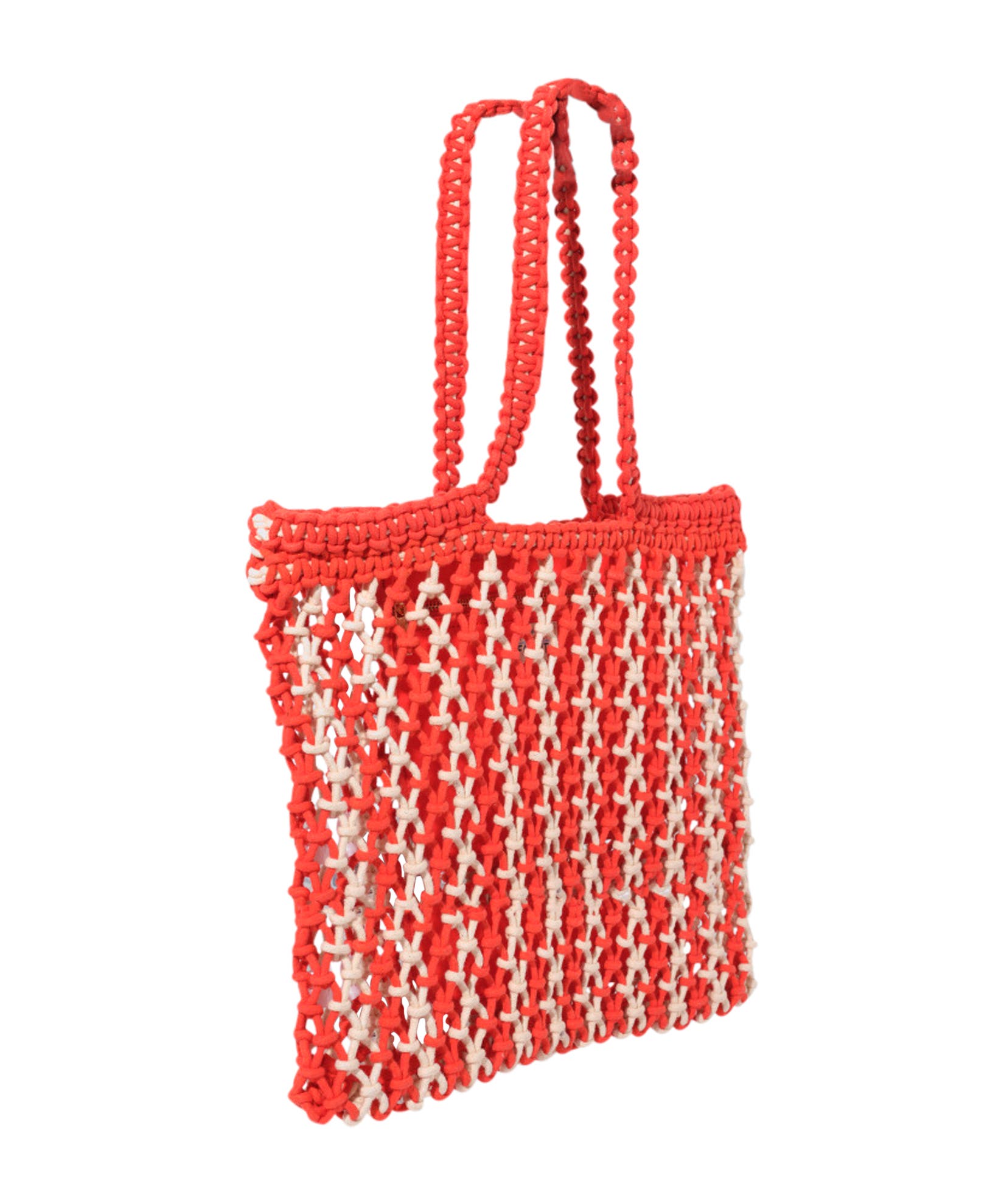 Faherty sunwashed macrame tote, Alternate, color, Poppy Red