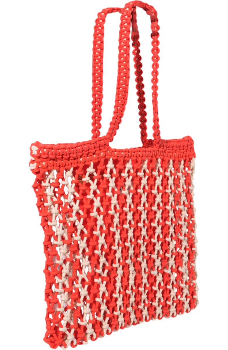 Faherty sunwashed macrame tote, Alternate, color, Poppy Red