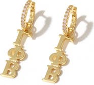 Color Shout Gamma Phi Beta Greek Letter Huggie + Charm Earrings