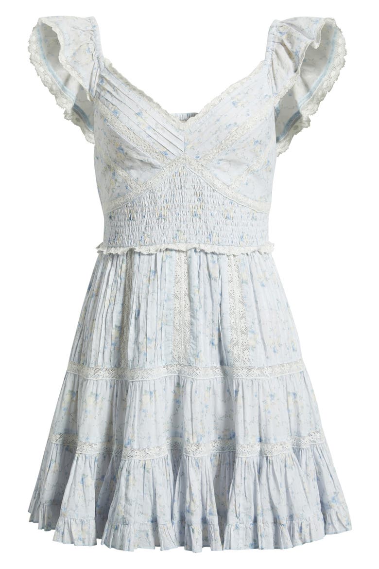 Presline Lace & Ruffle Minidress, Alternate, color, SNOWDROP BLUE