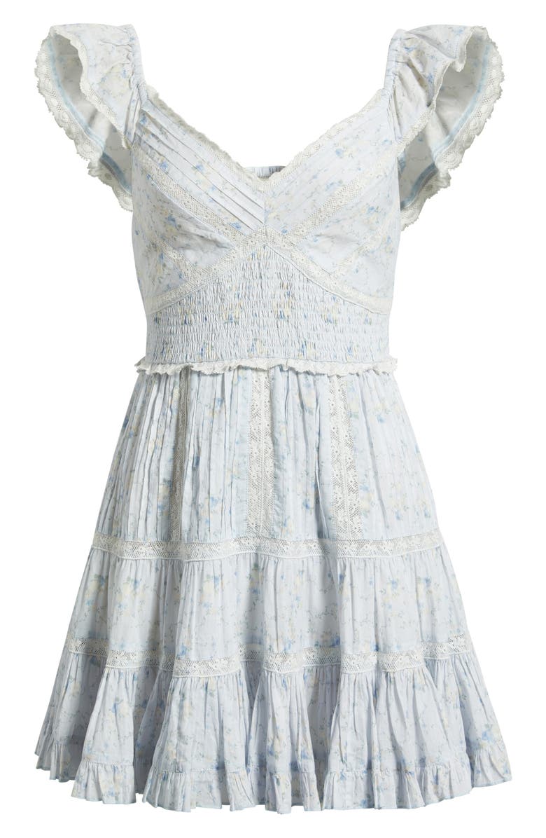 LoveShackFancy Presline Lace & Ruffle Minidress, Alternate, color, Snowdrop Blue