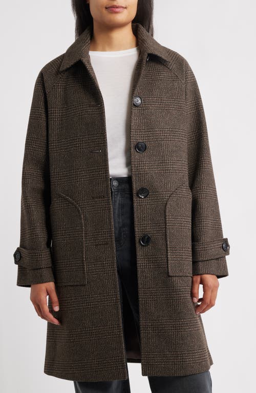 Sam Edelman Plaid Slim Balmacaan Coat In Burgundy