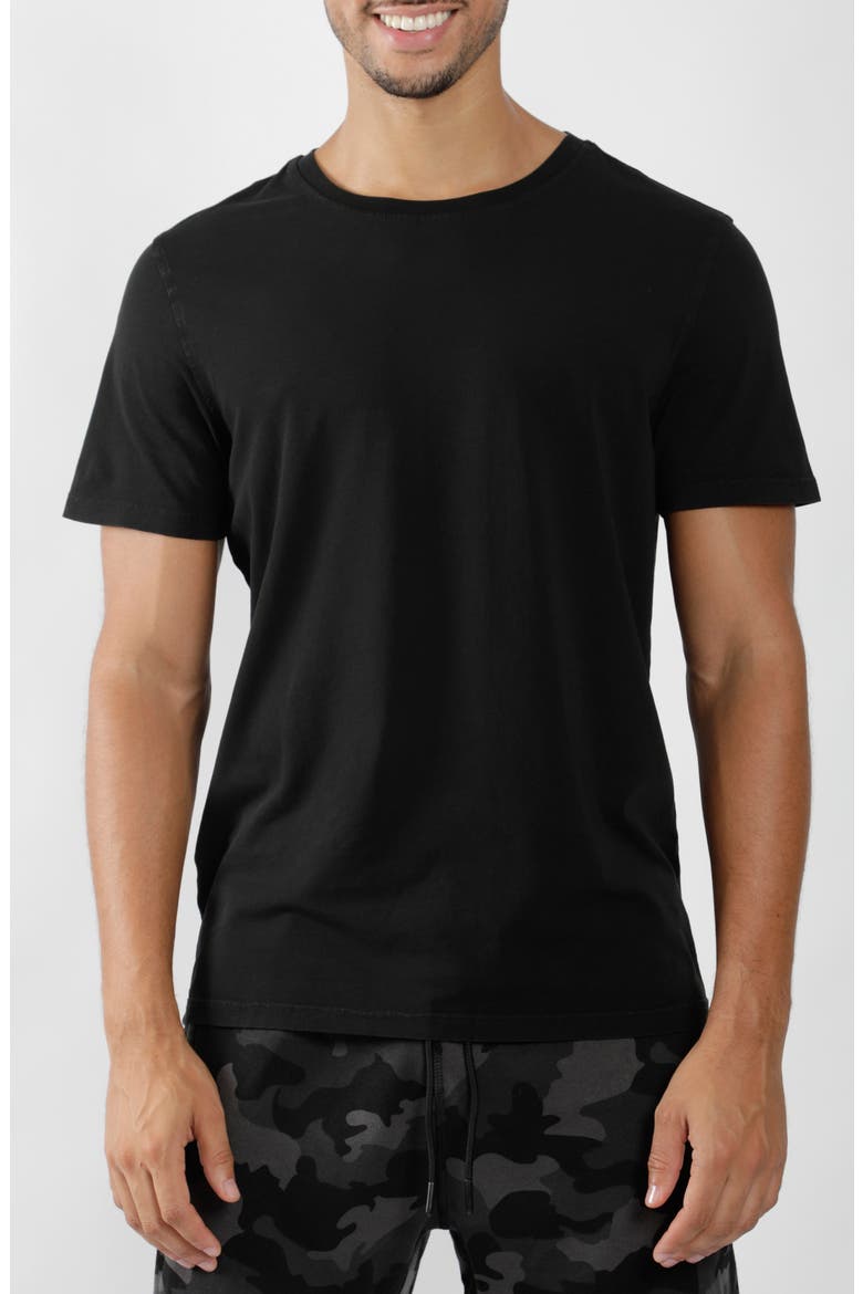 Stone Washed Stretch Pima Cotton T-Shirt, Main, color, BLACK