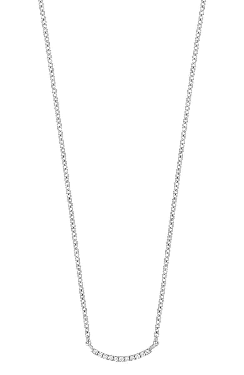 Bony Levy Icon Diamond Curved Bar Pendant Necklace, Main, color, White Gold