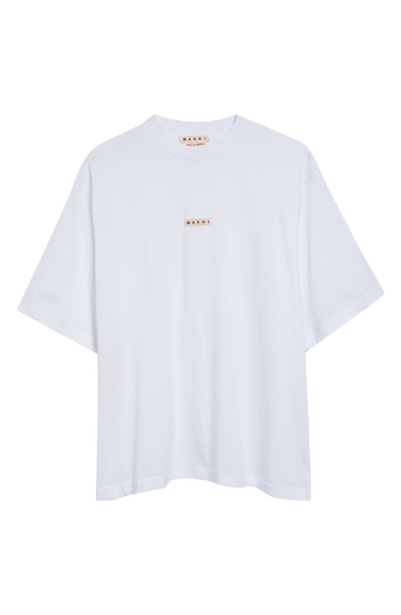 Marni Logo Tag Cotton T-Shirt, Alternate, color, Lily/ White