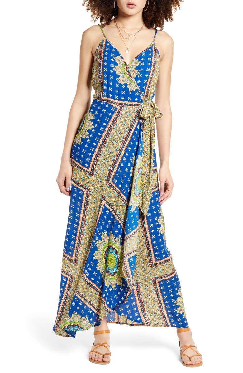 Band of Gypsies Vivian Maxi Wrap Dress, Main, color, 