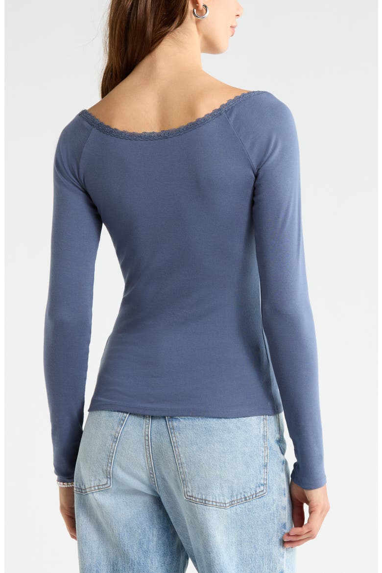 Lace Trim Long Sleeve Top, Alternate, color, BLUE VINTAGE