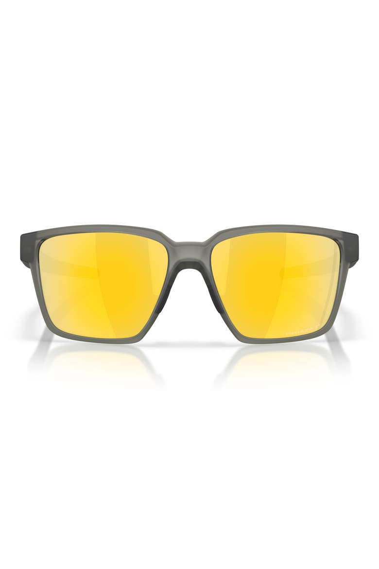 57mm Polarized Rectangular Sunglasses, Main, color, MATTE OLIVE INK / 24K POLAR