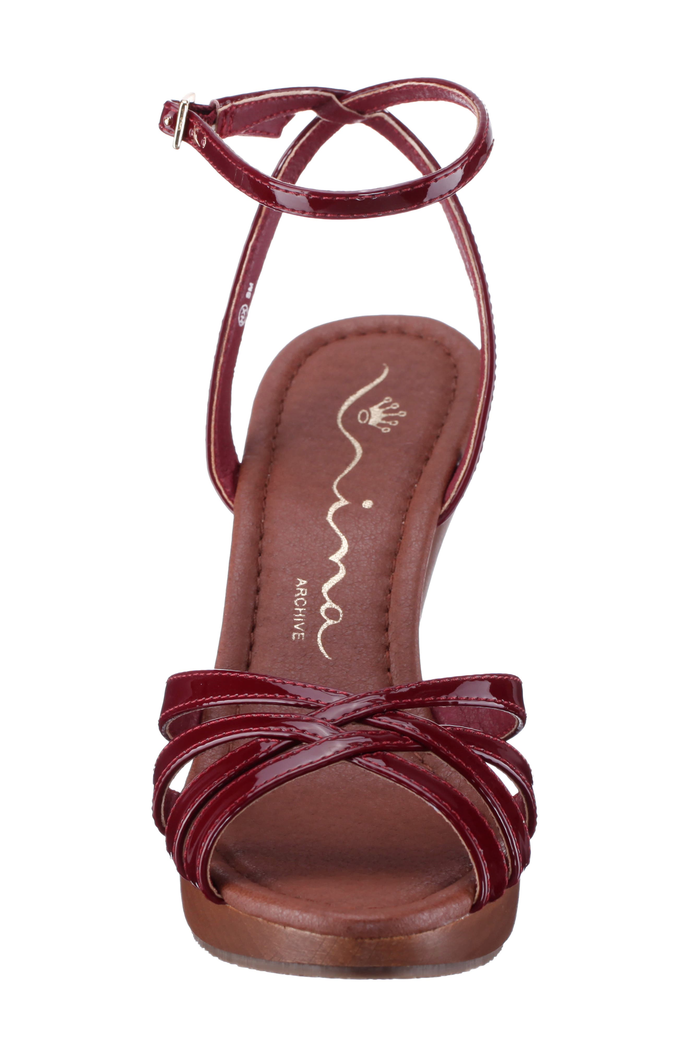 Nina Remi Ankle Strap Platform Sandal, Alternate, color, Bordo