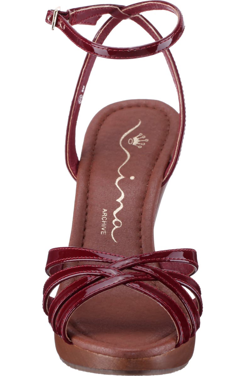 Nina Remi Ankle Strap Platform Sandal, Alternate, color, Bordo
