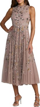 Mac Duggal Petite Embellished High Neck Butterfly Sleeve Dress