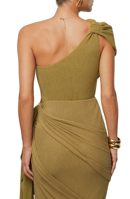 Jluxlabel Lovina Drape One Shoulder Bodysuit In Green