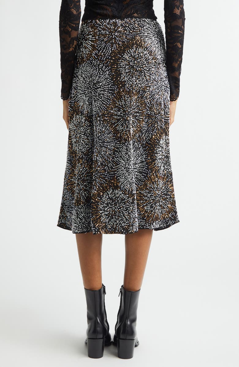 Rabanne Firework Embellished Crepe Midi Skirt, Alternate, color, Black