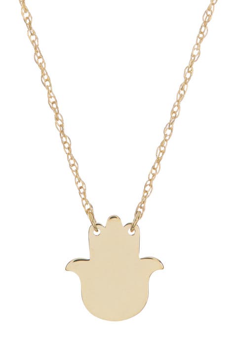 10K Yellow Gold Hamsa Pendant Necklace