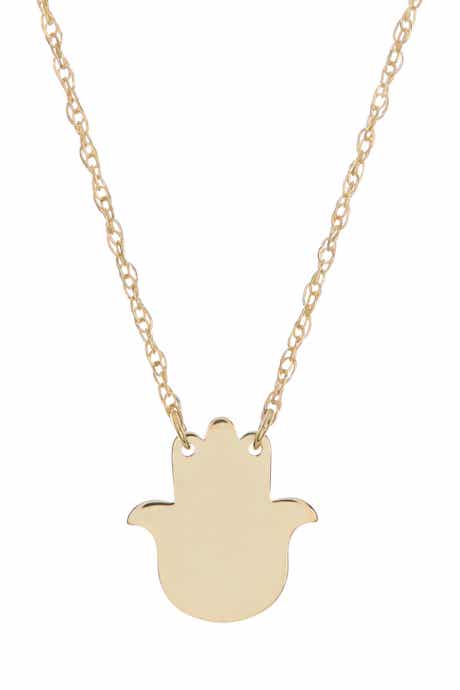 10K Yellow Gold Hamsa Pendant Necklace