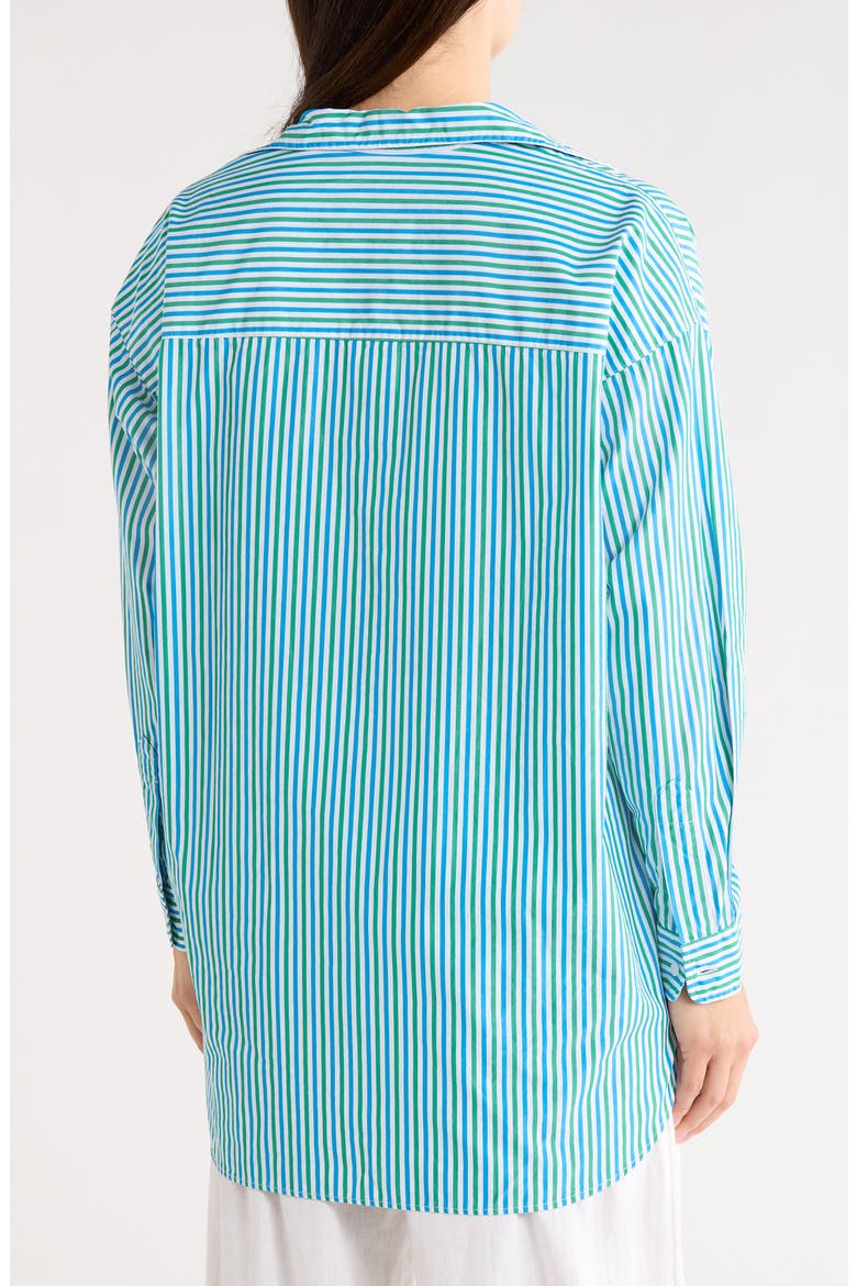 Relaxed Fit Stripe Cotton Button-Up Shirt, Alternate, color, BLUE TURQUOISE STRIPE