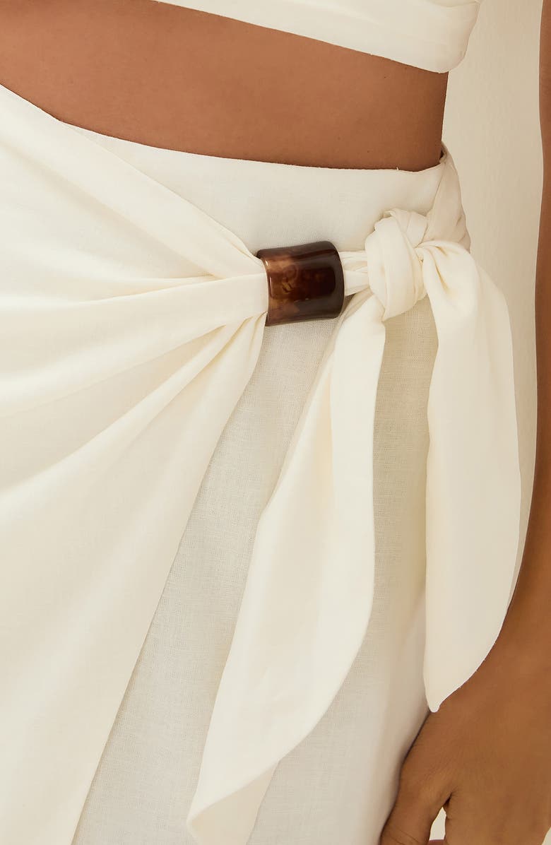 ViX Paula Hermanny Luna Linen Blend Cover-Up Midi Skirt, Alternate, color, Off White