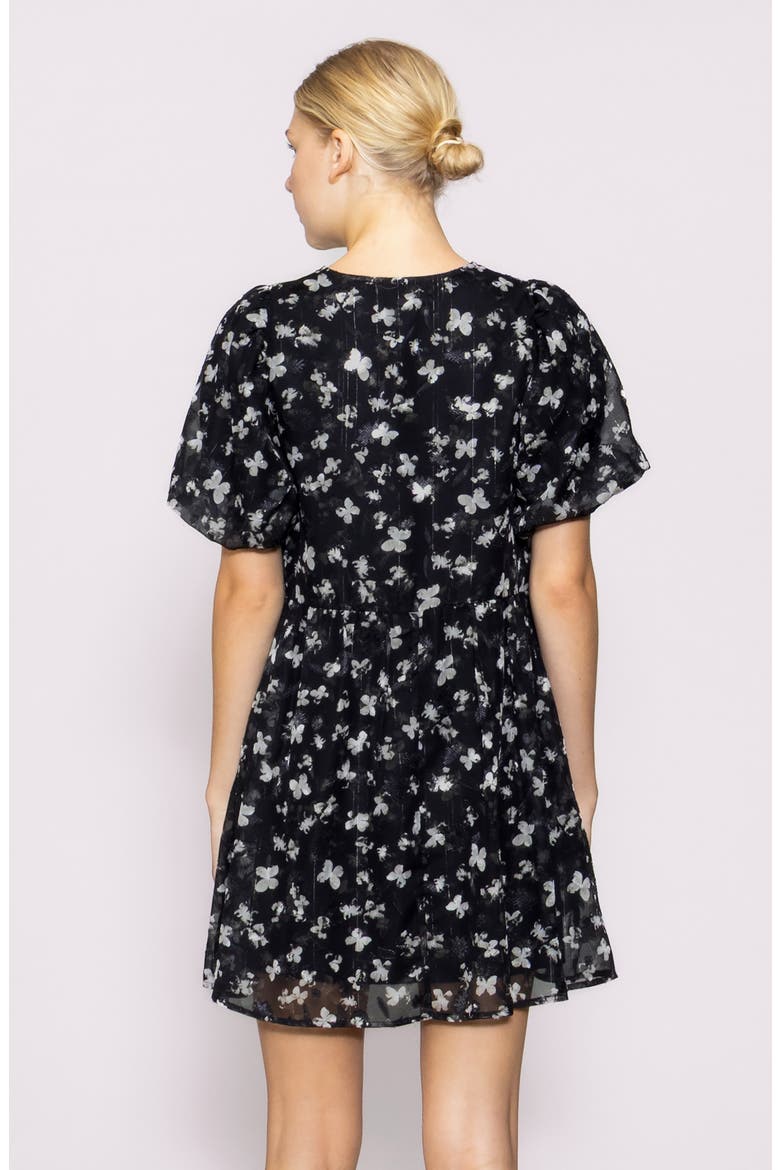 Butterfly Print Bubble Sleeve Minidress, Alternate, color, BLACK MULTI