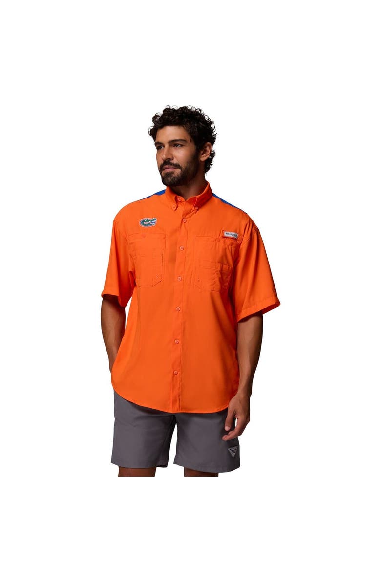 Men's Columbia Orange Florida Gators Tamiami Colorblock Omni-Shade Button-Down Shirt, Main, color, Orange