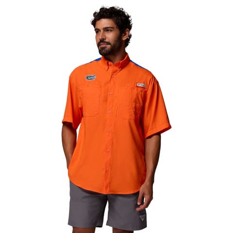 Men's Columbia Orange Florida Gators Tamiami Colorblock Omni-Shade Button-Down Shirt