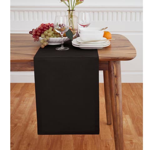 Cotton Linen Plain Table Runner for Dining Table, Holiday and Everyday Table Decor - Dru