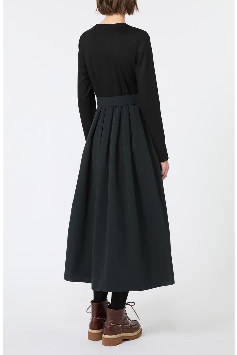 Carioca Mixed Media Long Sleeve Dress, Alternate, color, BLACK