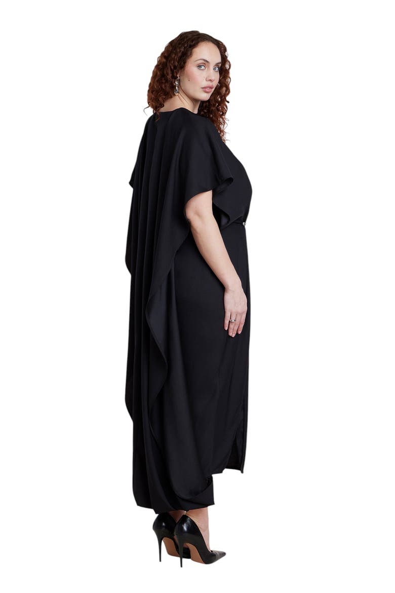 Draped Cape High Low Maxi Dress, Alternate, color, BLACK ONYX