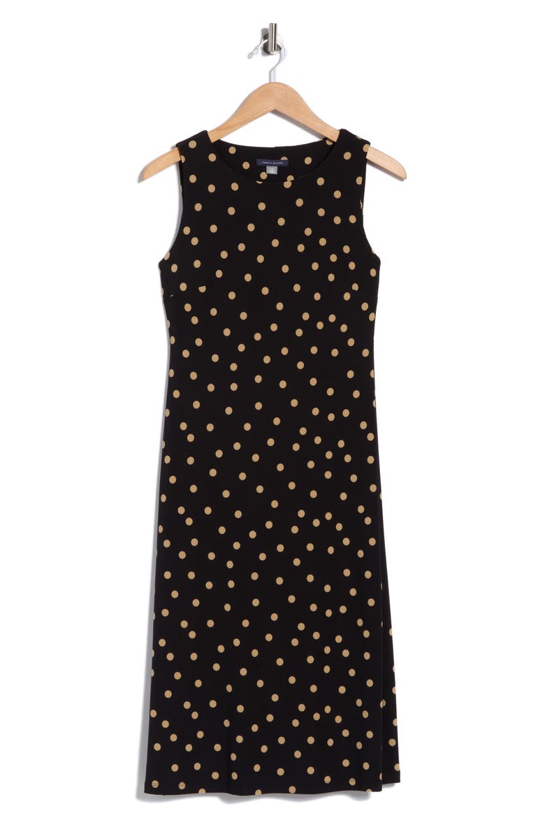 Polka Dot Jersey Midi Dress, Alternate, color, BLACK/ TAN