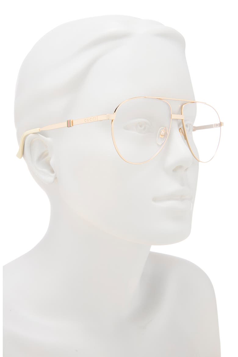 59mm Aviator Optical Glasses, Alternate, color, GOLD GOLD TRANSPARENT
