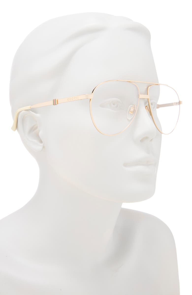 Gucci 59mm Aviator Optical Glasses, Alternate, color, 