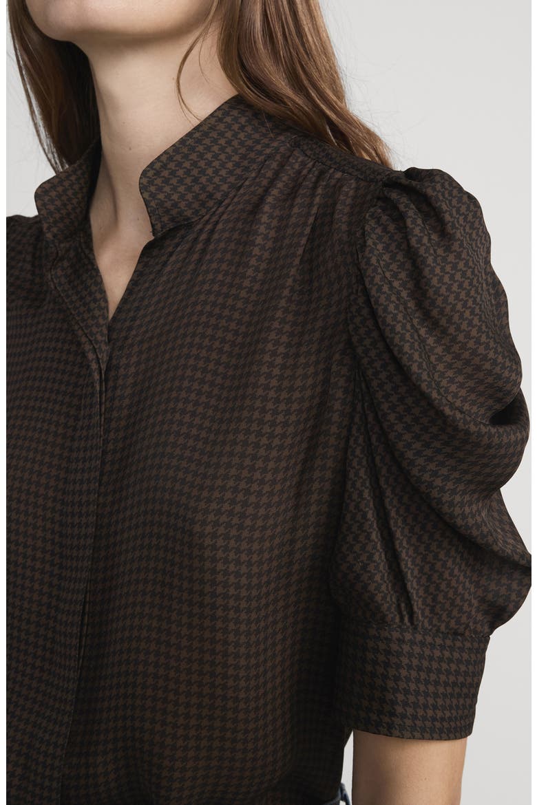 The Houndstooth Gillian Silk Button-Up Shirt, Alternate, color, AMERICANO MULTI
