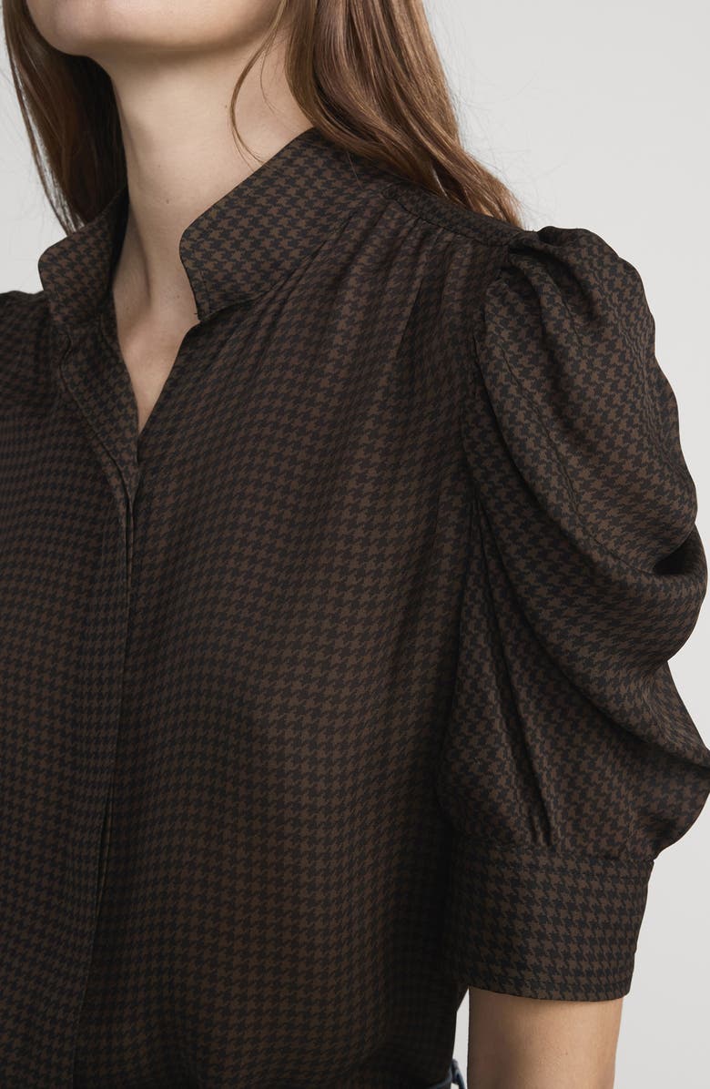 FRAME The Houndstooth Gillian Silk Button-Up Shirt, Alternate, color, Americano Multi