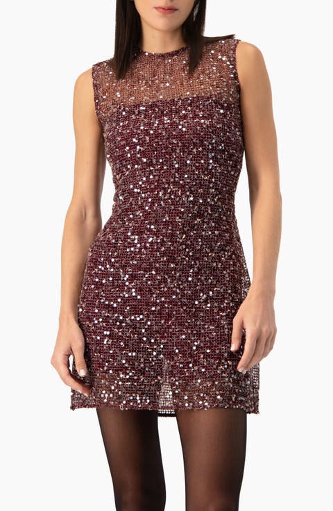 Statement Sequin Mesh Short Dress