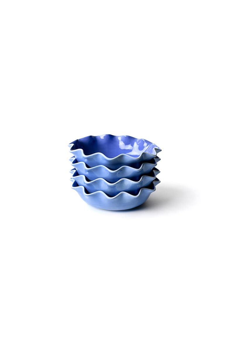 French Blue Ruffle Entree Bowls Set of 4, Main, color, Blue