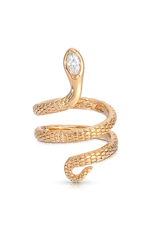 Ettika Marquise Cubic Zirconia Coiled Snake Ring In 18k Gold Plated In Gold