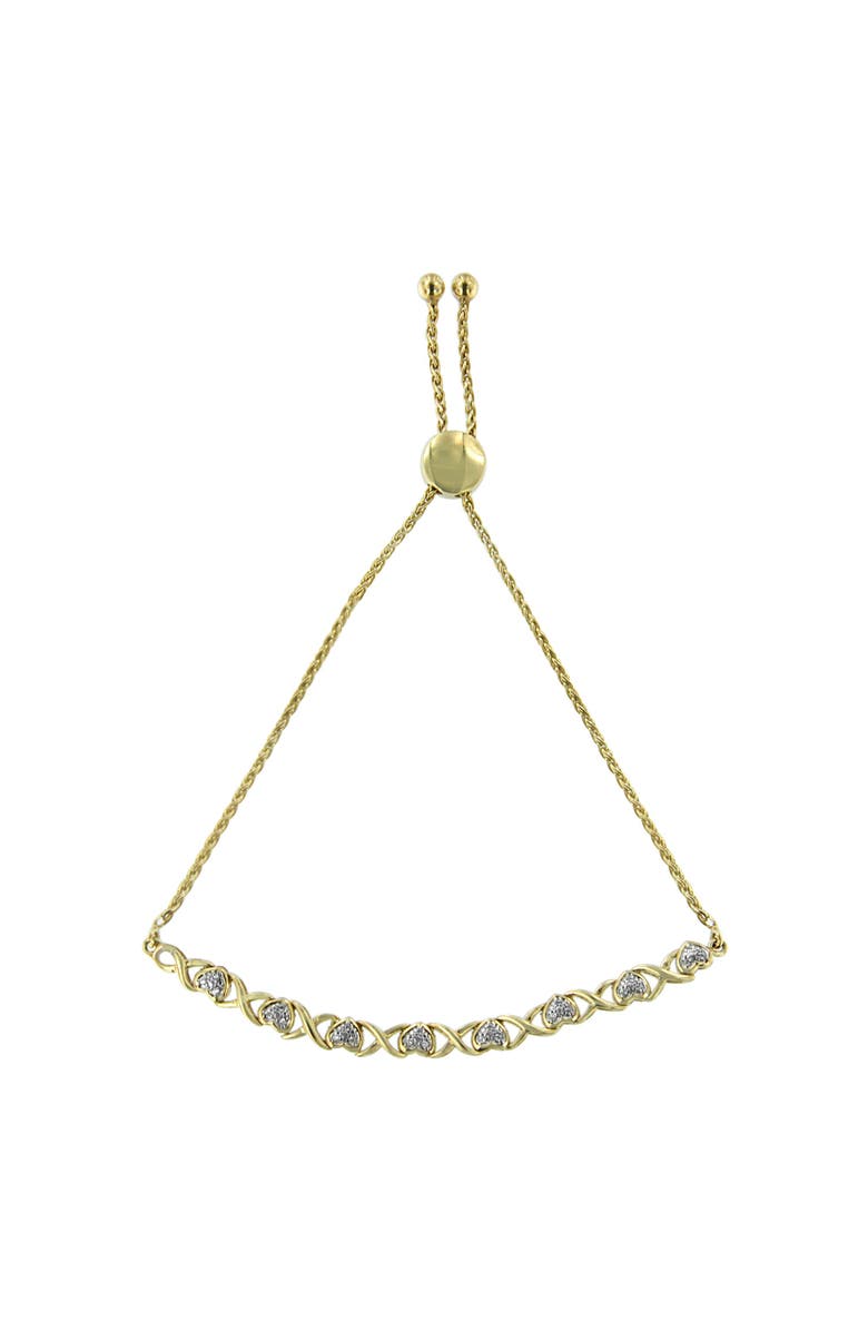 Haus of Brilliance 10K Yellow Gold over Silver 1/10 Cttw Diamond Heart and X-Link Bolo Bracelet, Main, color, Yellow