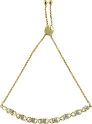 Haus of Brilliance 10K Yellow Gold over Silver 1/10 Cttw Diamond Heart and X-Link Bolo Bracelet