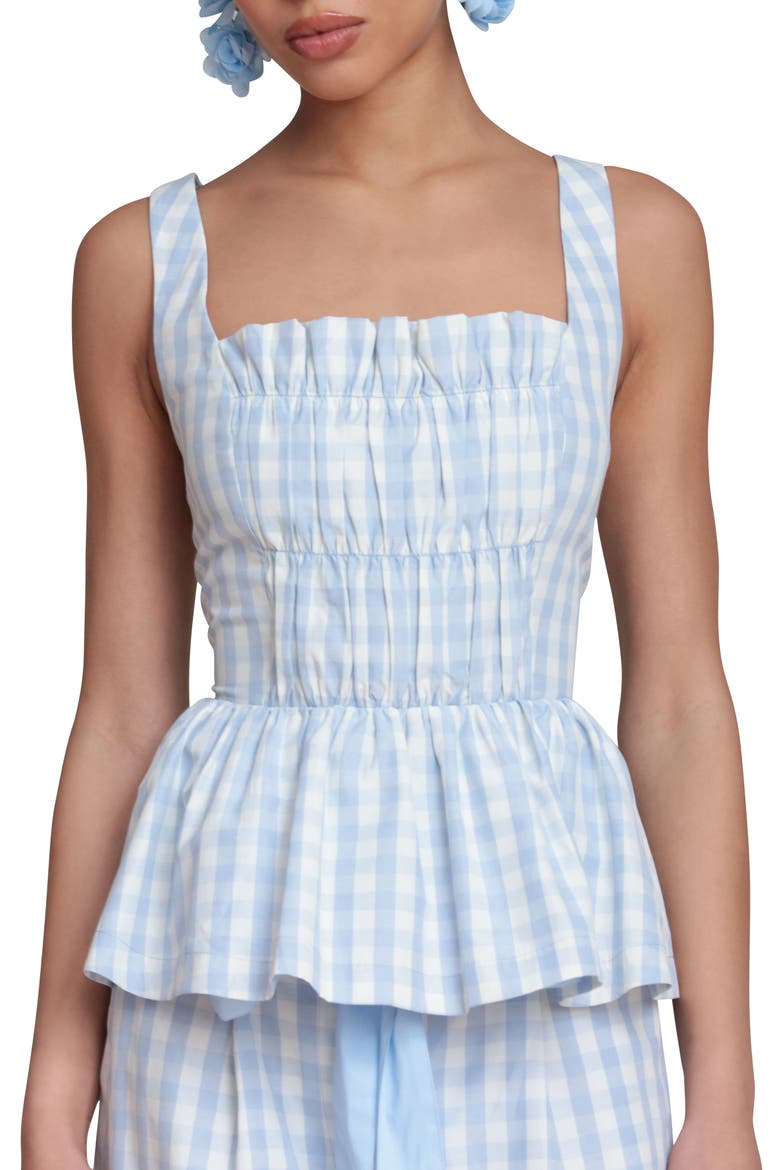 Gingham Peplum Top, Alternate, color, LIGHT BLUE GINGHAM