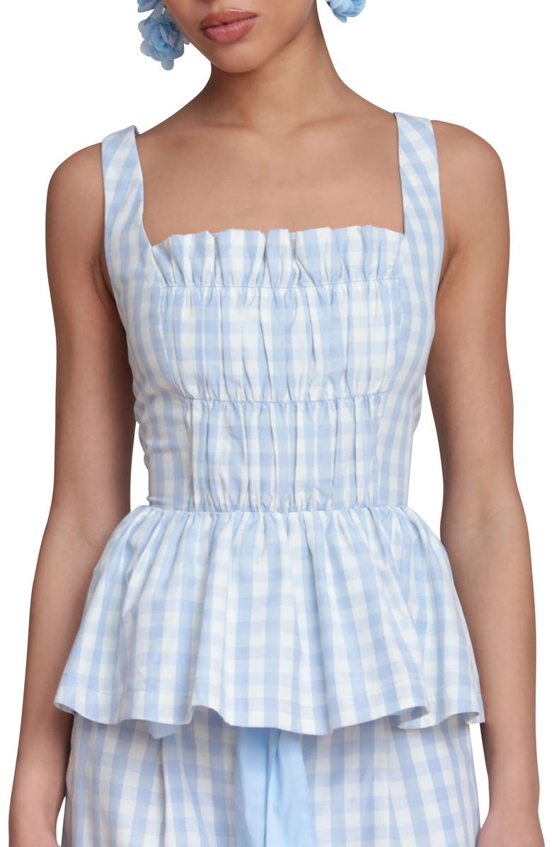 Avec Les Filles Gingham Peplum Top, Alternate, color, Light Blue Gingham